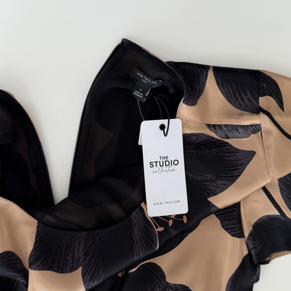 Ann Taylor Dress 4 Silk Floral Studio Collection Flutter Sleeve A line Romantic - Picture 9 of 9